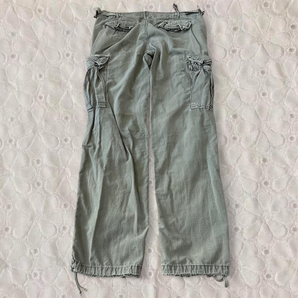 Old American green cargo pants with adjustable waist and ankles - Picture 2 of 8
